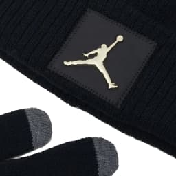 JORDAN METAL JUMPMAN PATCH BEANIE SET - BLACK/GOLD