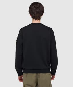 STONE ISLAND GARMENT DYED ORGANIC COTTON FLEECE SWEATSHIRT - BLACK — (k1s15-6100044-s0051-v0029)