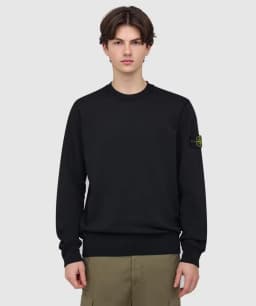STONE ISLAND GARMENT DYED ORGANIC COTTON FLEECE SWEATSHIRT - BLACK — (k1s15-6100044-s0051-v0029)