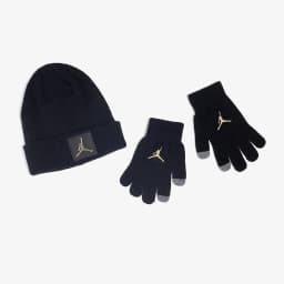 JORDAN METAL JUMPMAN PATCH BEANIE SET - BLACK/GOLD — (9a0604-k5x)