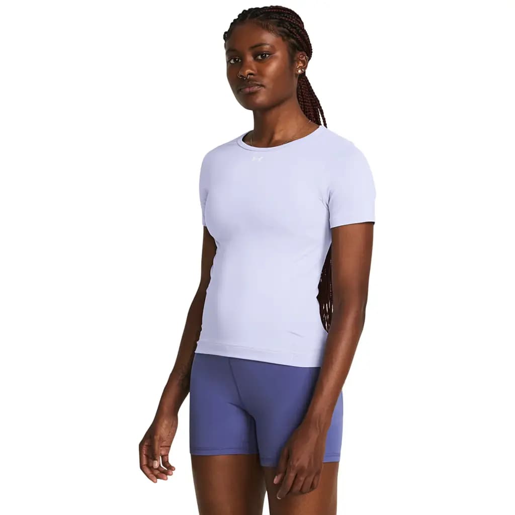 UNDER ARMOUR W SEAMLESS TEE - Celeste / White — (1379149-539)