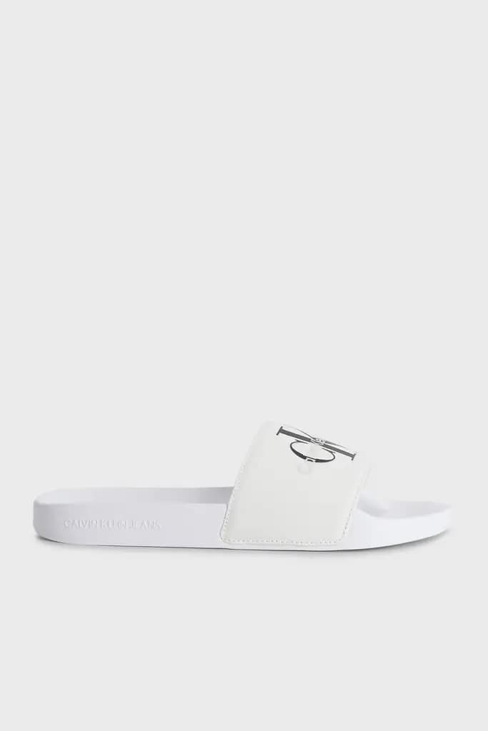 CALVIN KLEIN MONOGRAM SLIDE - WHITE — (yw0yw00103ybr)