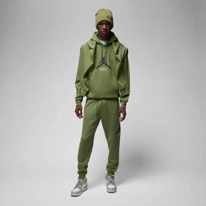 JORDAN J BASELINE HBR FLC JOGGER - SKY J LT OLIVE — (fd7345-340)
