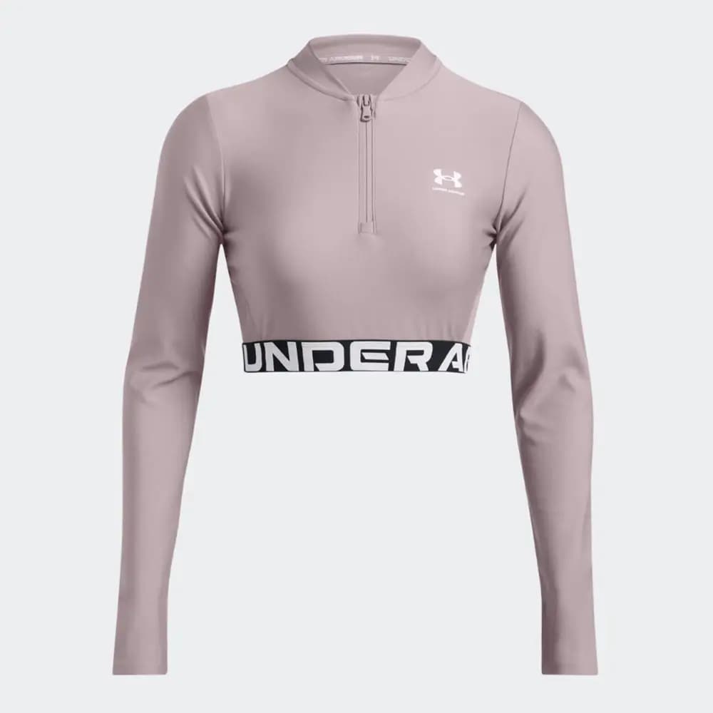 UNDER ARMOUR W AUTHENTICS RIB CROP 1/4 ZIP - TETRA GREY