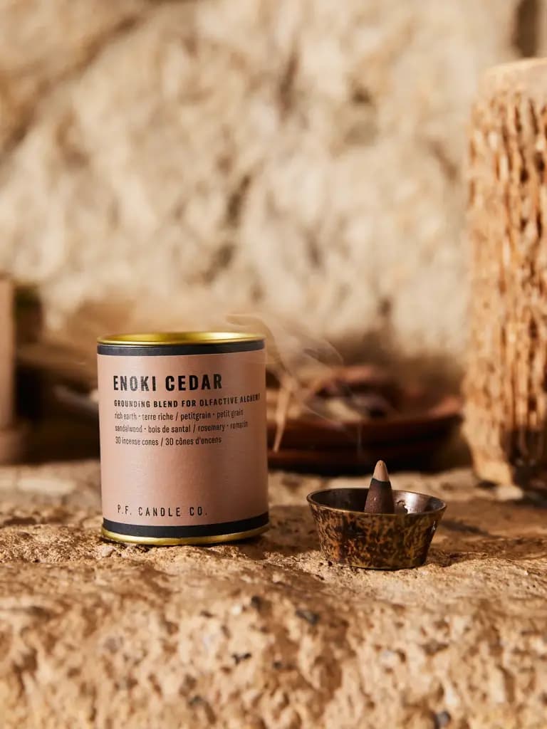 P.F. Candle Co. P.F. CANDLE CO ENOKI CEDAR INCENSE CONES - BROWN — (alin2)