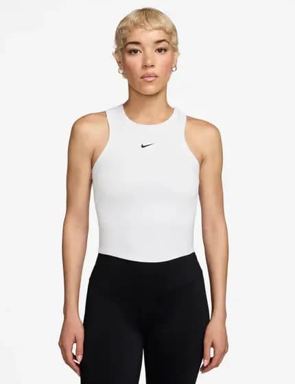 NIKE W NK ONE DF CRP TANK - WHITE/BLACK — (fn2806-100)